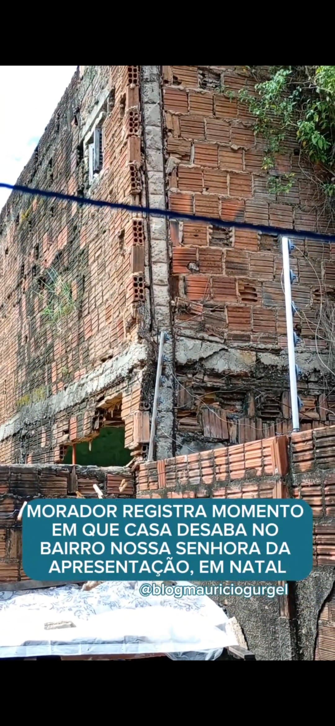 (Vídeo)Morador registra momento em que casa desaba no bairro Nossa Senhora da Apresentação, em Natal
